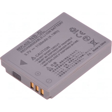 Baterie T6 Power Canon NB-5L, 1120mAh, šedá