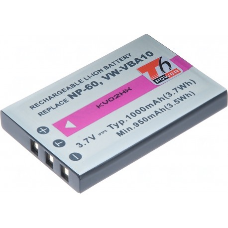 Baterie T6 Power NP-60, KLIC-5000, NP-30, LI-20B, 1000mAh, černá