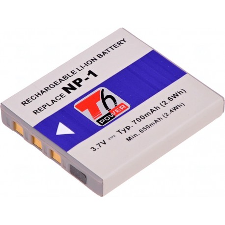 Baterie T6 Power NP-1, SLB-0837, 700mAh, šedá