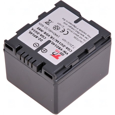 Baterie T6 Power Panasonic VW-VBD140, CGA-DU14, Hitachi DZ-BP14S, 1440mAh, šedá