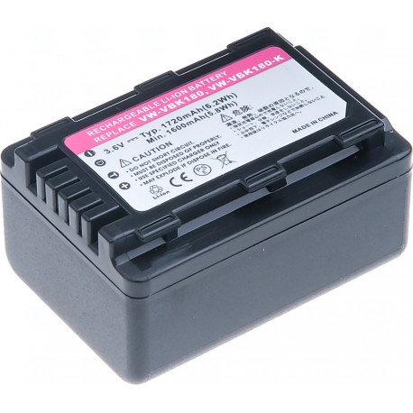 Baterie T6 Power Panasonic VW-VBK180, 1720mAh, 6,2Wh, černá