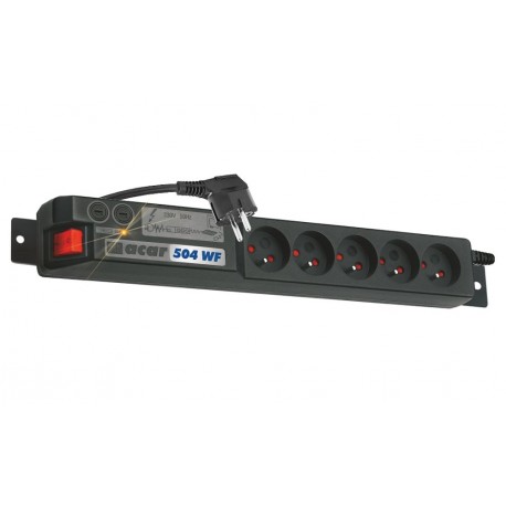 ACAR 19" rozvodný panel 5x 230V, ČSN, kabel 3m, přepěťová ochrana, filtr proti rušení, 2x pojistka