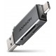 AXAGON čtečka paměťových karet microSD/SD / CRE-DAC / USB 3.2 gen1 / USB-A + USB-C / kovové tělo