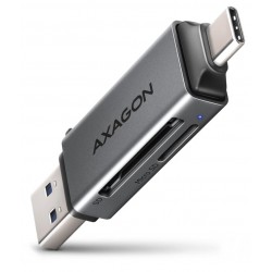 AXAGON čtečka paměťových karet microSD/SD / CRE-DAC / USB 3.2 gen1 / USB-A + USB-C / kovové tělo