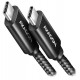 AXAGON datový a nabíjecí kabel CHARGE USB-C na USB-C / USB2.0 / 5A / PD 3.1 240W / opletený / 1,5m / černý