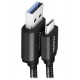 AXAGON datový a nabíjecí kabel USB-A na USB-C / USB 3.2 Gen1 / 3A / ALU / oplet / 1,5m / černý