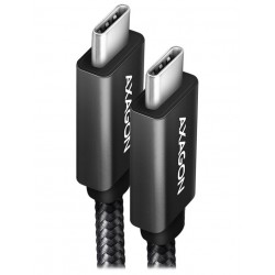 AXAGON datový a nabíjecí kabel USB-C na USB-C / USB3.2 Gen 2 / 5A / PD 100W / opletený / 0,5m / černý