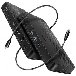 AXAGON dockovací stanice USB4 40Gbps s duálním 4K výstupem / HMC-U4 / HDMI / DP / PD100W / 5x USB / USB-C kabel 80cm