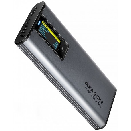 AXAGON externí Display box pro M.2 NVMe SSD / EEM2-SD2 / USB-C / USB 3.2 Gen2 / až 10 Gbit/s / kabel 50cm