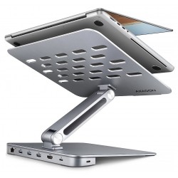 AXAGON hliníkový stojan pro notebooky velikosti 10" - 16" s USB hubem / HMC-STND /  HDMI / 3xUSB-A / GLAN / PD