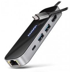 AXAGON multi 6in1 USB-C hub / HMC-6GLN / USB 3.2 Gen1 / PD 100W / 1x USB-C / 2x USB-A / HDMI / RJ-45 / 20cm