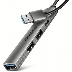AXAGON multi USB-A hub ALU STRIP / HUE-STA / 1xUSB-C / 1xUSB-A (5GBs) / 2xUSB-A (480Mbps) / kabel 12cm