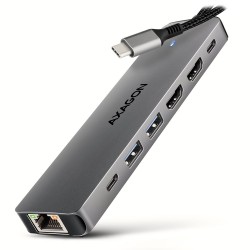 AXAGON multi USB-C hub 7in1 / HMC-7HX2 / PD 100W / 1xUSB-C / 2xUSB-A / 2xHDMI / RJ-45 / kabel 15cm