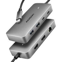 AXAGON multi USB-C hub 7in1 / HMC-CUB83X2 / 1x HDMI / 1x DP 8k/30Hz / PD100W / 1xUSB-C / 2x USB-A / kabel 15cm