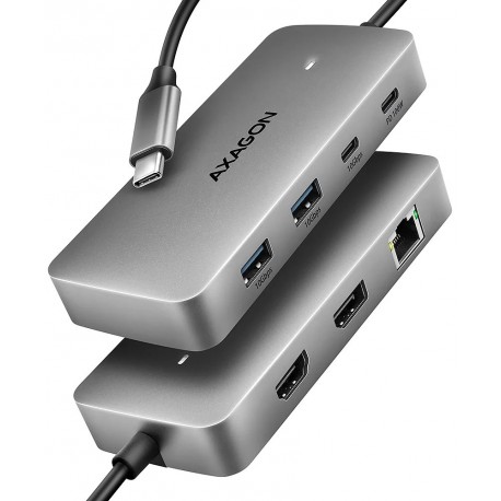 AXAGON multi USB-C hub 7in1 / HMC-CUB83X2 / 1x HDMI / 1x DP 8k/30Hz / PD100W / 1xUSB-C / 2x USB-A / kabel 15cm