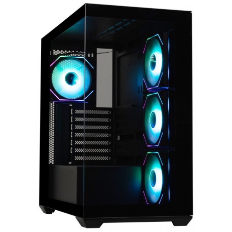 BitFenix skříň CETO Cube / 4x 120mm ARGB fan / 2x USB 3.0 / USB-C / tvrzené sklo / černá