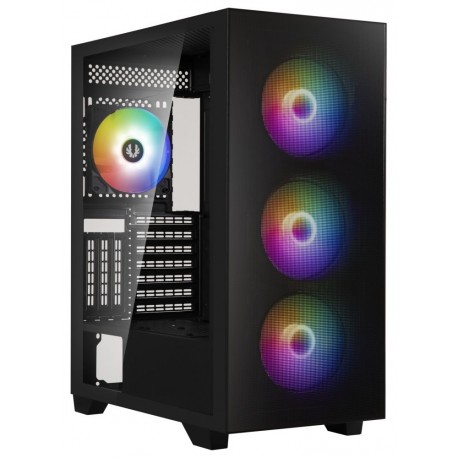 BitFenix skříň Flow FRGB/ ATX / 4x 120mm FRGB fan / 2x USB 3.0 / tvrzené sklo / černá
