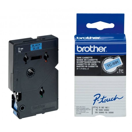 BROTHER laminovaná páska TC-591 / modrá-černá / 9mm