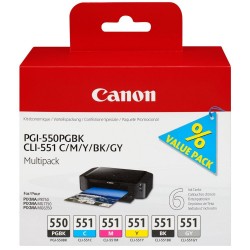 Canon cartridge multipack PGI-550 + CLI-551 (CMYBkGY, 19 000 str) pro Canon PIXMA iP8750, MG7150, MG6350