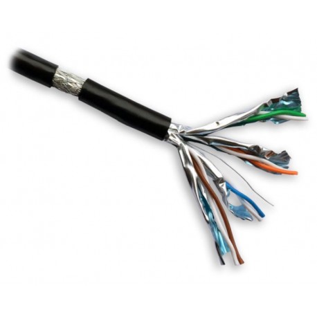 DATACOM S/FTP drát CAT7  PE,Fca  100m, plášť černý  OUTDOOR