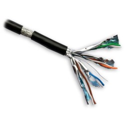 DATACOM S/FTP drát CAT7  PE,Fca  500m cívka, plášť černý  OUTDOOR