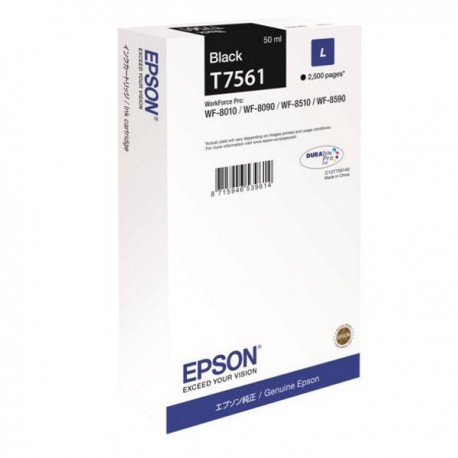 Epson inkoustová náplň/ C13T756140/ DURABrite Pro/ vel. L/ WF-8010/WF-8510/WF-8090/WF-8590/ černá