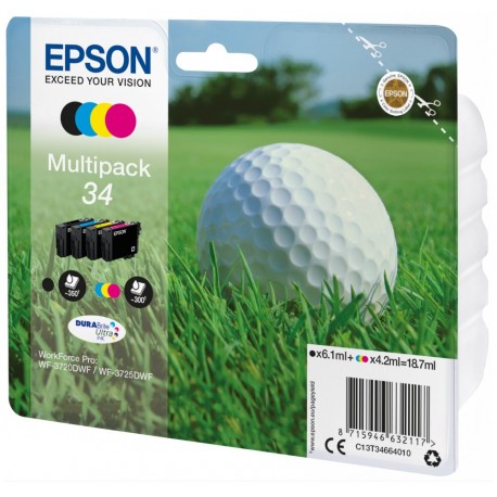 Epson inkoustová náplň/ T3466/ Multipack 34 DURABrite Ultra Ink/ 4x barvy