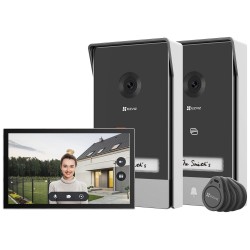 EZVIZ chytrý domácí interkom HP7 2-Entry Kit/ Wi-Fi/ 2048 x 1296/ 7" dotykový monitor/ 2x zvonek/ IP65/ černo-stířbrný