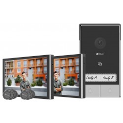 EZVIZ chytrý domácí interkom HP7 2-Family Kit-EU/ Wi-Fi/ 2048 x 1296/ 2x 7" dotykový monitor/ zvonek/ IP65/ černo-stř.