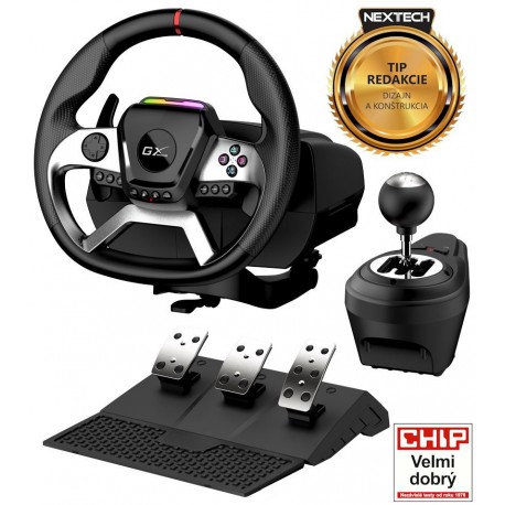 GENIUS GX Gaming volant SpeedMaster X5 FF/drátový/ USB-C/1080° rotační a vibrační/pedály/řadící páka/ PC,PS4,XBOX One