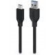 GENIUS nabíjecí kabel ACC-A2CC-3A, 100cm, USB-A na USB-C, 3A, QC3.0, opletený, černý