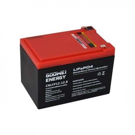 GOOWEI ENERGY trakční baterie (LiFePO4) CNLFP12-12.8, 12Ah, 12.8V