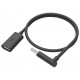 HTC prodlužovací kabel USB 2.0/ zástrčka A - zásuvka A/ černý / 45cm /zahnutý konektor pro pohodlné připojení