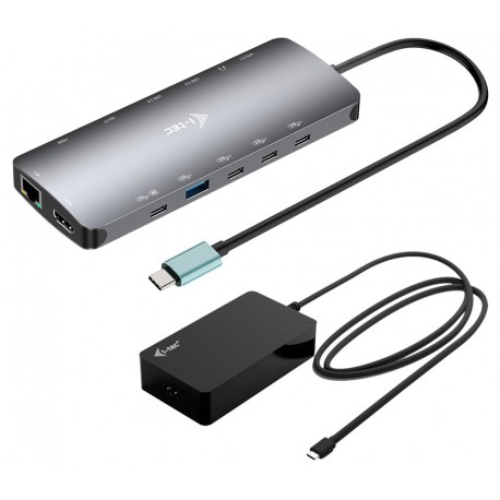 i-tec dokovací stanice USB-C Metal Nano 3x Display Dock, 2x HDMI 1x USB-C video, PD 140W + nabíječka 140 W
