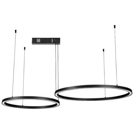 IMMAX NEO FINO NEW SMART závěsné svítidlo 2 kruhy, 60+80cm, 93W, černé, Zigbee 3.0, TUYA