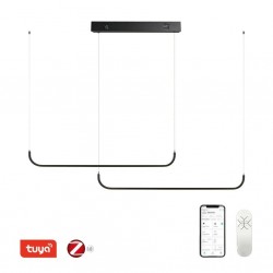 IMMAX NEO PATTINI Smart závěsné svítidlo dvojité 160-280cm, 53W, 3640lm černé Zigbee 3.0, TUYA