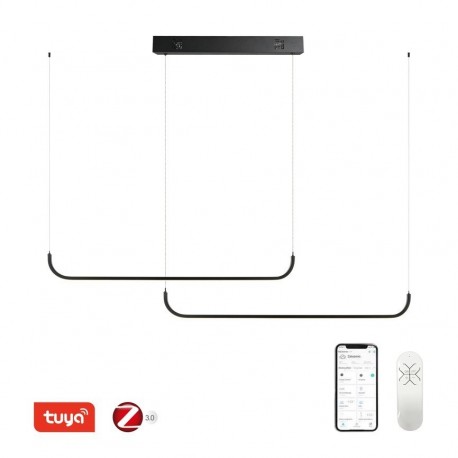 IMMAX NEO PATTINI Smart závěsné svítidlo dvojité 160-280cm, 53W, 3640lm černé Zigbee 3.0, TUYA
