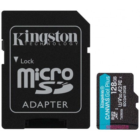 KINGSTON Canvas Go Plus Gen4 128GB microSDXC / C10 / UHS-I U3 V30 / up to  200MB/s / vč. adaptéru