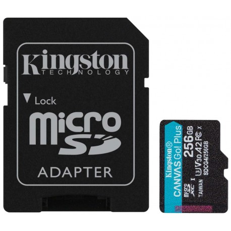 KINGSTON Canvas Go Plus Gen4 256GB microSDXC / C10 / UHS-I U3 V30 / up to  200MB/s / vč. adaptéru