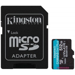 KINGSTON Canvas Go Plus Gen4 512GB microSDXC / C10 / UHS-I U3 V30 / up to  200MB/s / vč. adaptéru