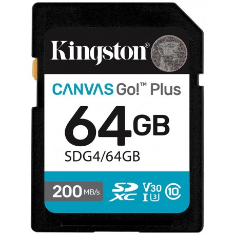 KINGSTON Canvas Go Plus Gen4 64GB SDXC / C10 / UHS-I U3 V30 / up to  200MB/s