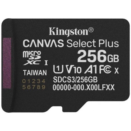 KINGSTON Canvas Select Plus Gen3 256GB microSDXC / A1 / up to  150MB/s  / bez adaptéru