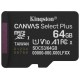 KINGSTON Canvas Select Plus Gen3 64GB microSDXC / A1 / up to  100MB/s  / bez adaptéru