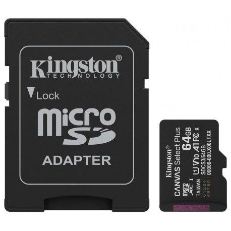 KINGSTON Canvas Select Plus Gen3 64GB microSDXC / A1 / up to  100MB/s  / vč. adaptéru