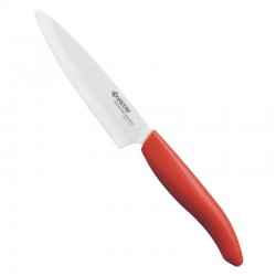 KYOCERA keramický nůž s bílou čepelí/ 11 cm dlouhá čepel/ červená plastová rukojeť