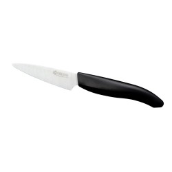 KYOCERA keramický nůž s bílou čepelí/ 7,5 cm dlouhá čepel/ černá plastová rukojeť