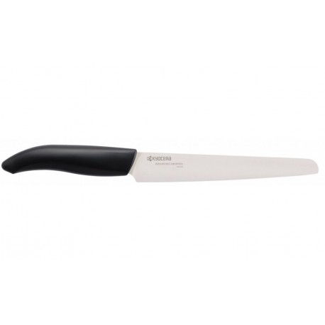 KYOCERA keramický porcovací zoubkovaný nůž s bílou čepelí 18 cm, černá rukojeť