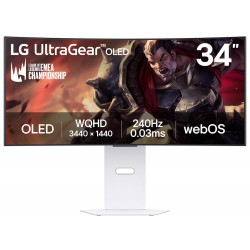 LG monitor zakřivený 34GX90SA-W 34 " OLED/3440x1440/21:9/275cd/m2/240 HZ/0,03ms/ DP/HDMI/USB-C/LAN/7Wx2/výškově stav.
