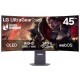 LG monitor zakřivený 45GX90SA-B 44,5 " OLED/3440x1440/21:9/275cd/m2/240 HZ/0,03ms/ DP/HDMI/USB-C/LAN/7Wx2/výškově stav.