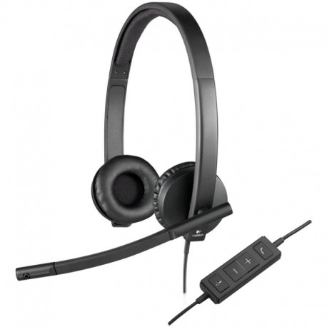 Logitech Headset H570e Stereo/ drátová sluchátka + mikrofon/ USB/ černá